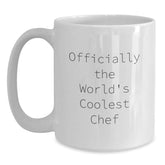 Funny Chef Gifts, Officially The World's Coolest Chef Quotes on White Coffee Mug - Gifts from Friends, Family, or Coworkers for Chef Graduation Unique Gifts - Main